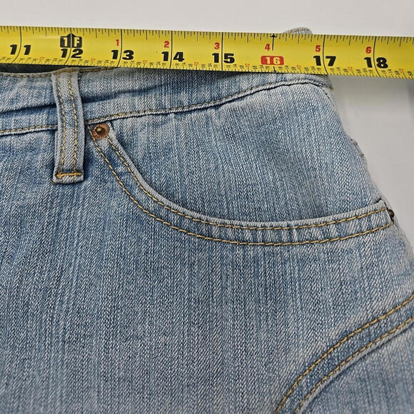 A Line Jeans Red Tag Light Wash Retro Denim 5 pocket Zip Fly Mini Y2K 12 Skort - Picture 7 of 12